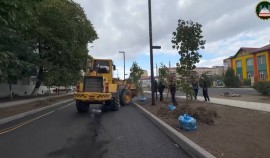 В Грозном на улице Нурбагандова ведутся работы по благоустройству