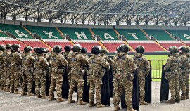 На стадионе «Ахмат-Арена» прошли учения подразделений Росгвардии| грозный, чгтрк