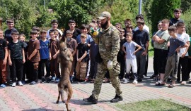 «Зарядка со стражем порядка» в лагере «Светлячок»: спорт, рекорды и мастер-класс от кинологов